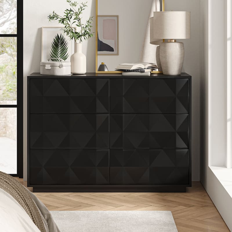 Linus Modern 6-Drawer Dresser by HULALA HOME - Black