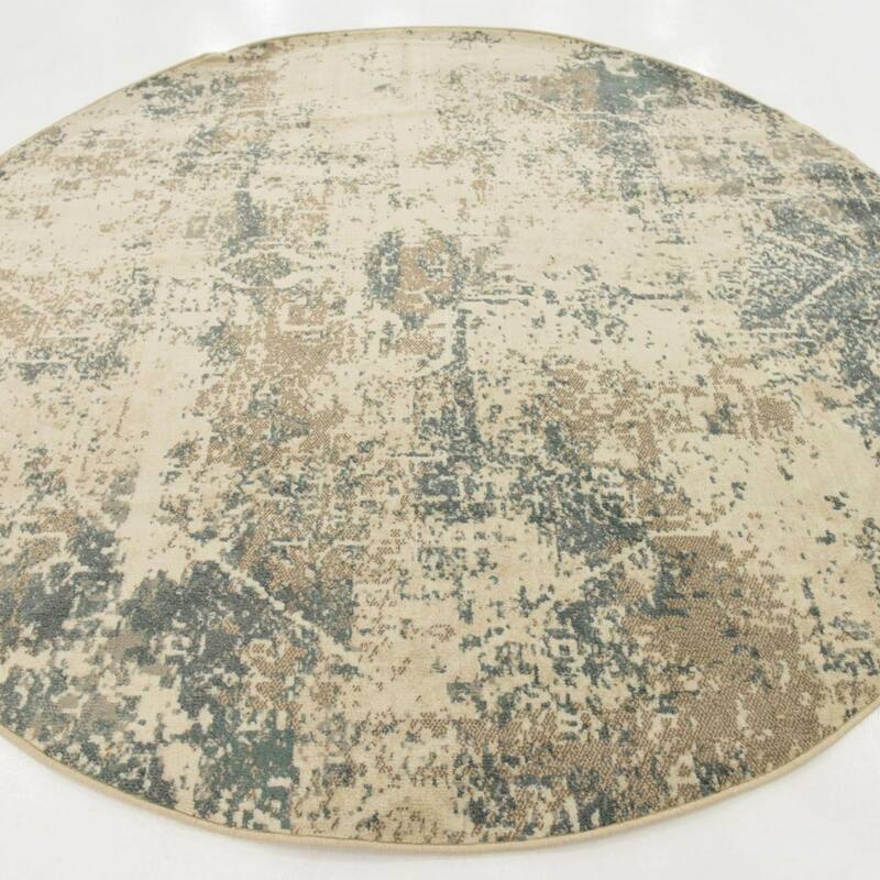 Contemporary Daisy Collection Area Rug - Beige - 8' Round