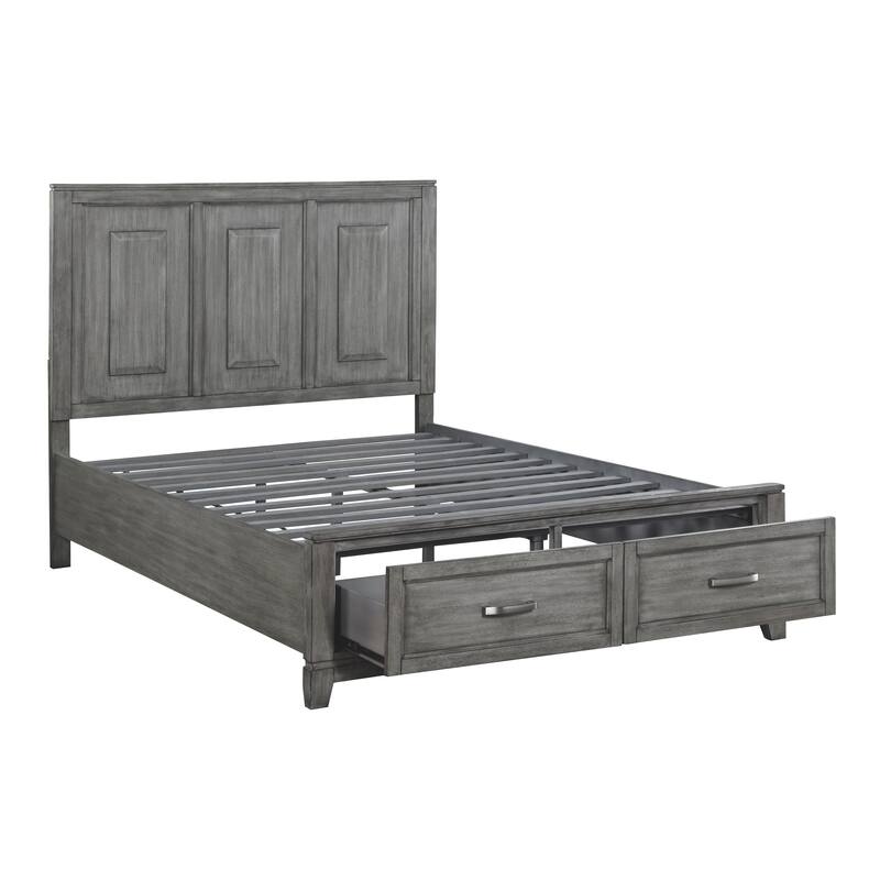 Queen Size Wood Platform Bed with Storage Drawers and Headboard
