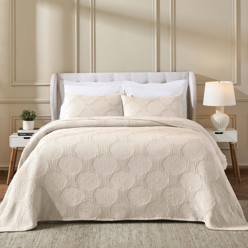 Superior Tanta Cotton Medium Weight Modern Circles Woven Coverlet