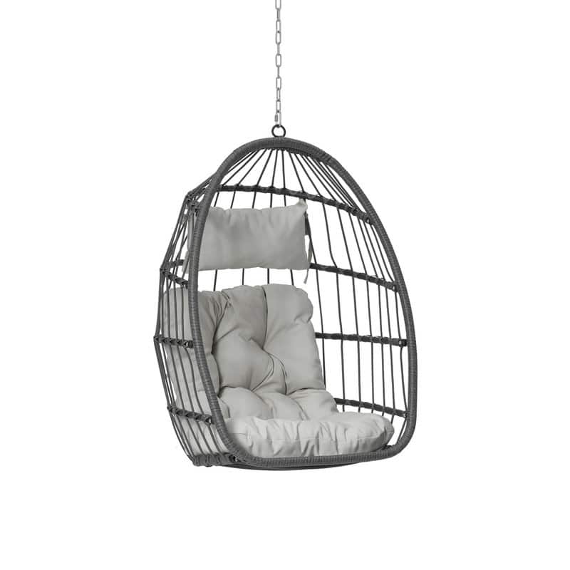 Egg Chair Outdoor Without Stand Indoor,Wicker Rattan Hammock Egg Porch Swing with Cushions for Bedroom Patio Balcony