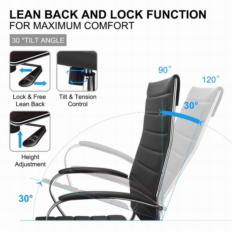 LUXMOD® Office Chair Faux Leather Silver Frame Adjustable and Swivel