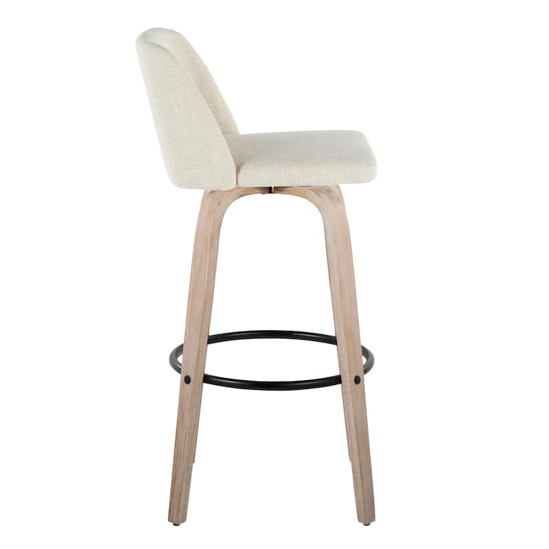 The Gray Barn Vallberga 30" Fixed-Height Bar Stool with White Washed Wood Base (Set of 2)