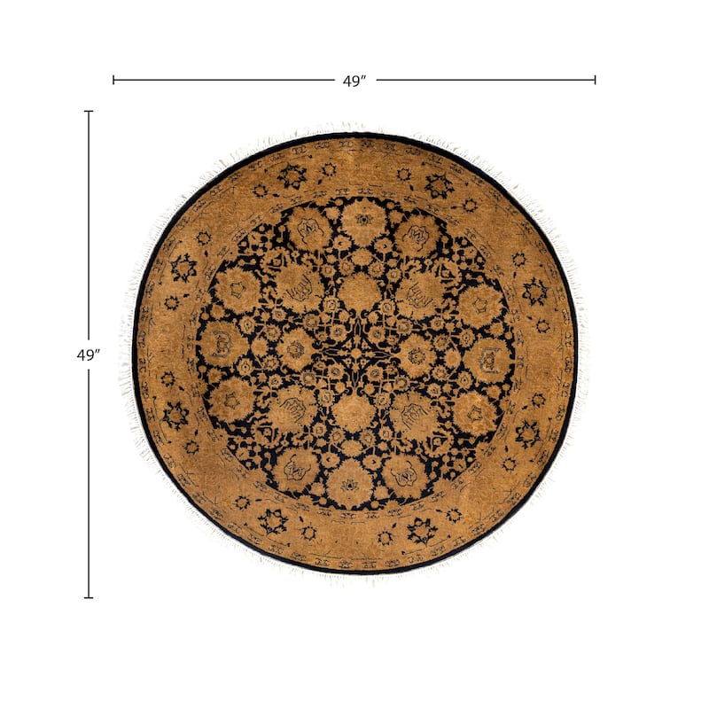 Overdyed One-of-a-Kind Hand-Knotted Round Area Rug - Beige - 4' 1" x 4' 1"