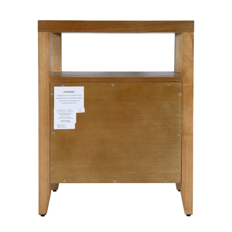 Dana 21 in. W Rectangular Wood 2 Drawer Narrow Nightstand with Top Open Shelf