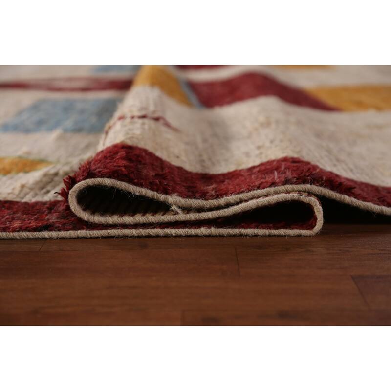 Moroccan Oriental Large Rug Handmade Modern Beige Wool Carpet - 9'11" x 13'8"