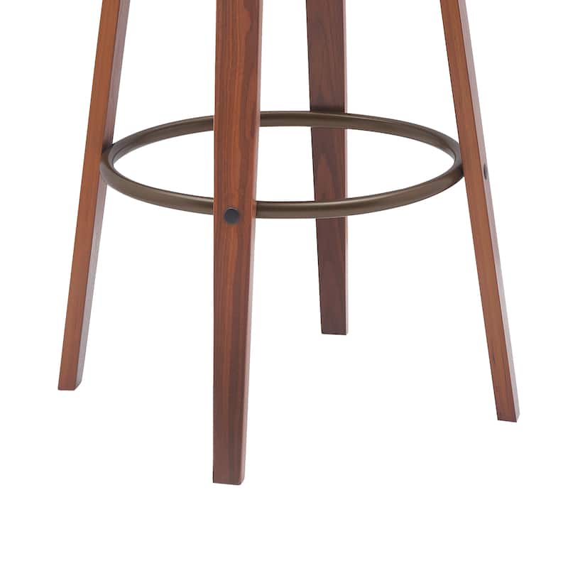 Topanga Modern Swivel Bar Stool, Upholstered Counter Height Chair with Bentwood Legs