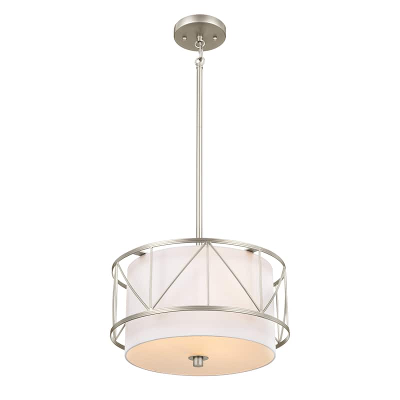 Birkleigh 14 in. 3-Light Satin Nickel Convertible Pendant Hanging Light/Semi Flush