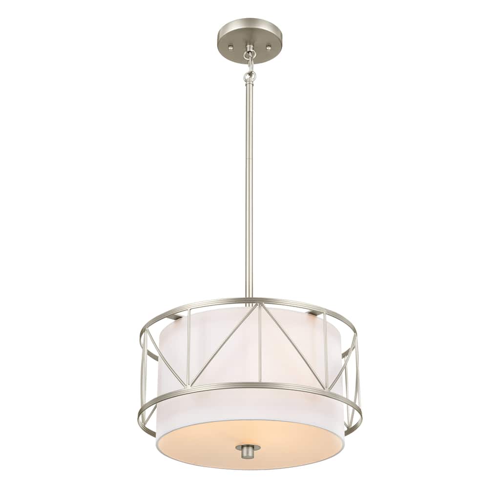 Birkleigh 14 in. 3-Light Satin Nickel Convertible Pendant Hanging Light/Semi Flush