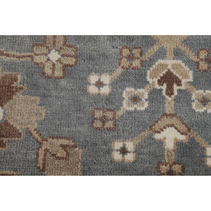 Ivory Oushak Indian Large Rug Hand-Knotted Wool Carpet - 10'0" x 14'1"