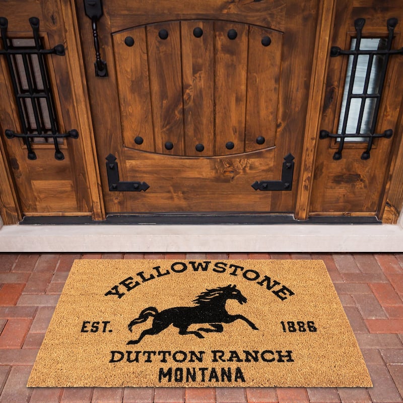 Licensed Paramount TV Series Yellowstone 'Dutton Ranch' Coir Indoor/ Outdoor Door Mats, 2PK