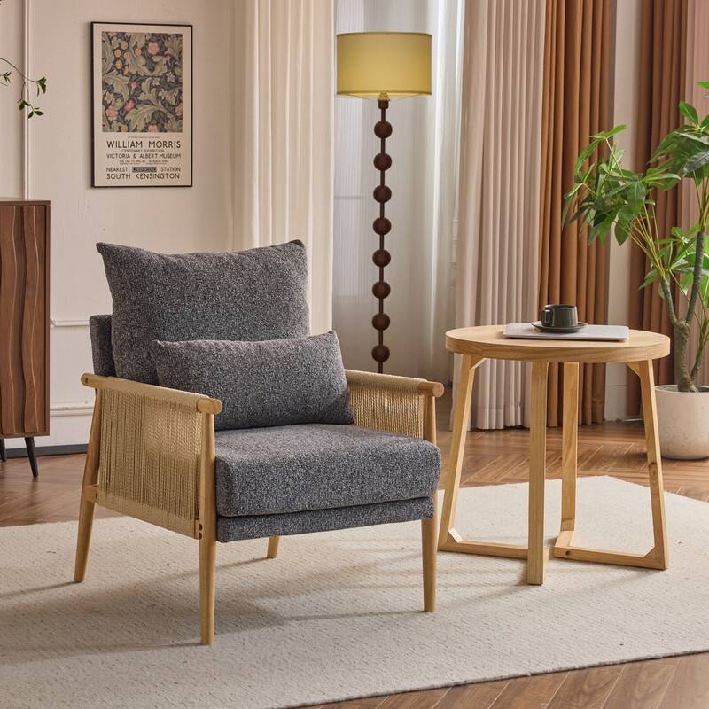 Chenille Accent Chair with Pillow - Dark Gray