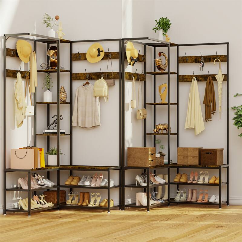 Versatile Coat Rack with Shoe Rack Hooks for Living Room, Bedroom Use