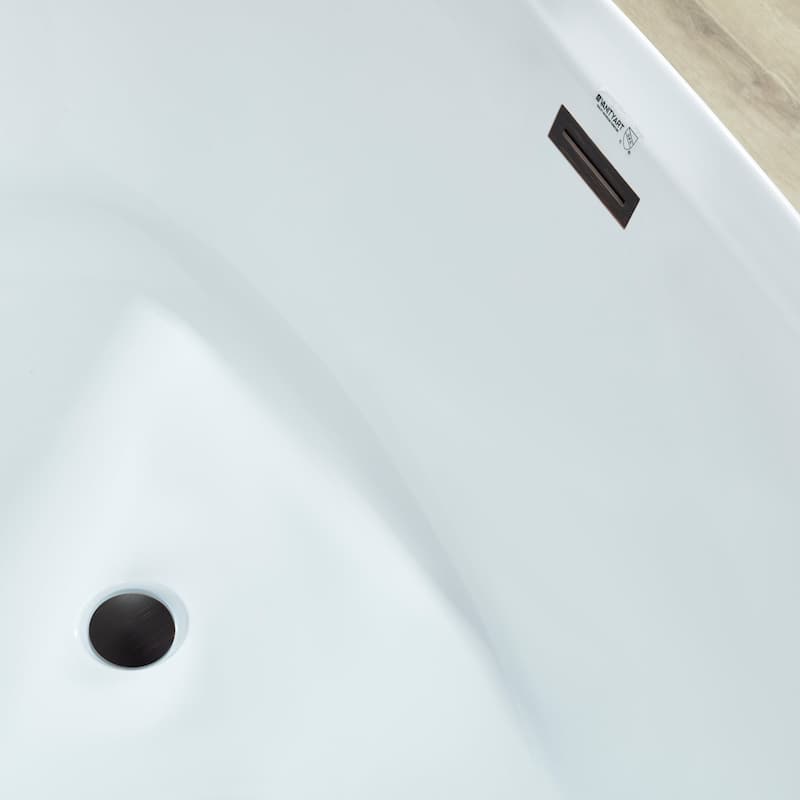 Vanity Art 71" Freestanding Acrylic Soaking Bathtub with Slotted Overflow & Pop-up Drain