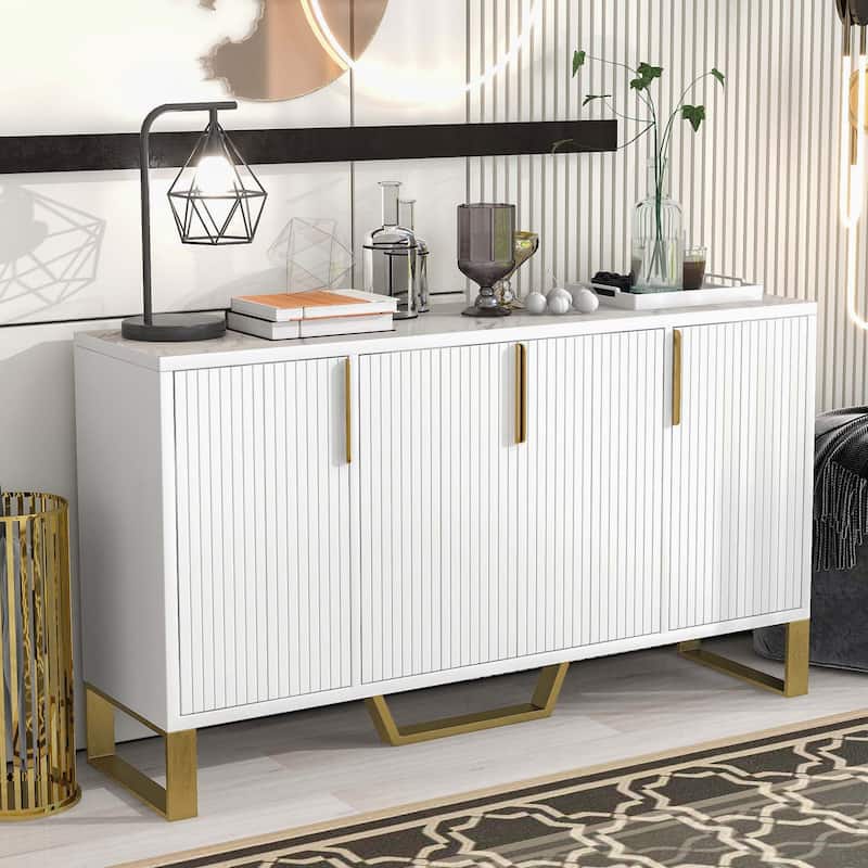 Modern sideboard with Adjustable Shelves For Kitchen - White