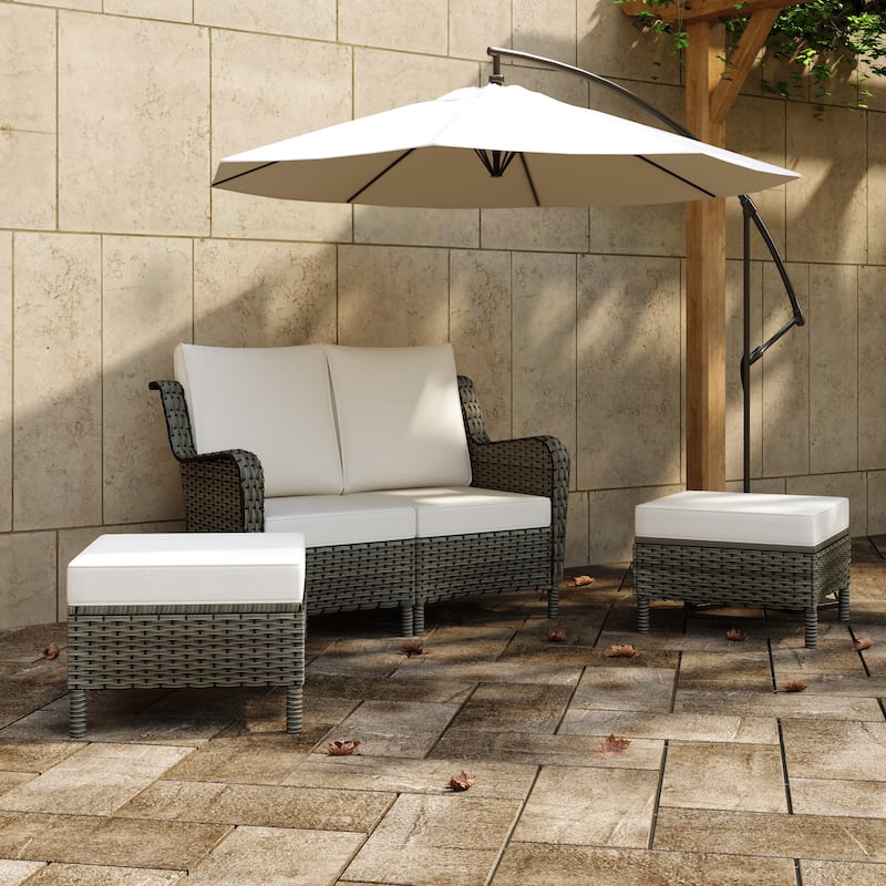 4-piece Outdoor Rattan Sectional Sofa Set With Cushion