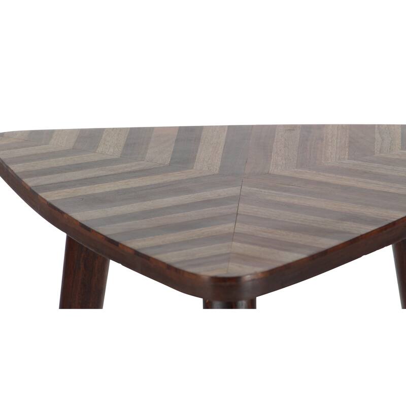 Brown Mango Wood Handmade Accent Table with Wood Inlay