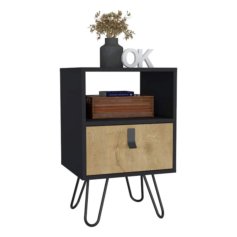 Nightstand Bedside Table Furniture 24"H ,Sleek Design with Hairpin Legs and One Drawer,for Bedroom,Hallway,Entryway,Nursery
