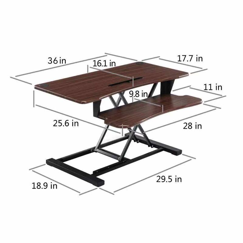 36''Adjustable Height Standing Desk Converter Wide Dual Monitor Workstation