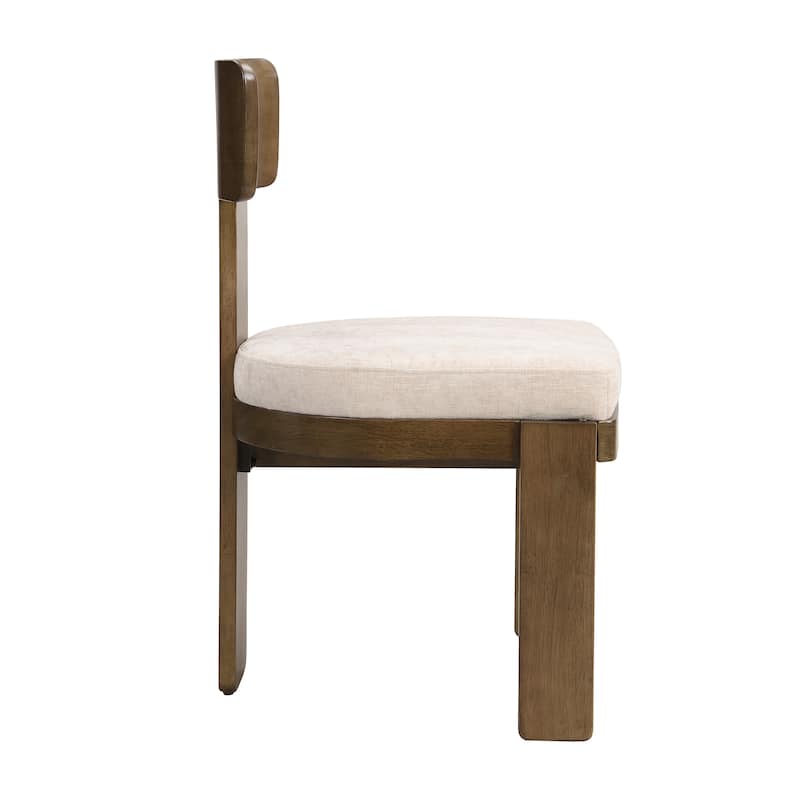 Roomfitters Upholstered Dining Side Chair Set of 2, Fabric Seating with Light Brown Rubber Wood Legs