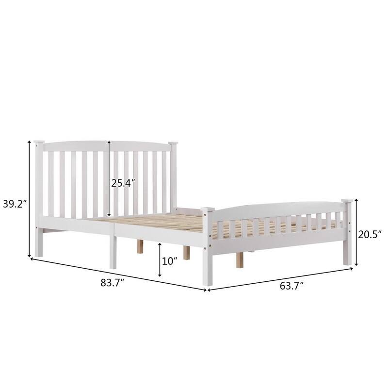 Vertical Wood Platform Bed With Headboard White