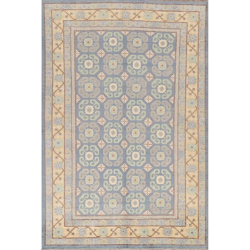 Vegetable Dye Geometric Khotan Home Decor Area Rug Wool Hand-knotted - 5'8" x 8'7"