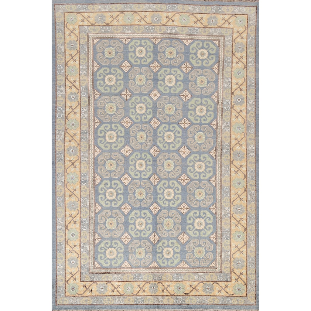 Vegetable Dye Geometric Khotan Home Decor Area Rug Wool Hand-knotted - 5'8" x 8'7"