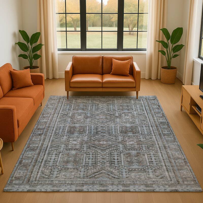 Premium Washable Super Soft Traditional Global Mayfield Rug - Chocolate - 10' x 14'