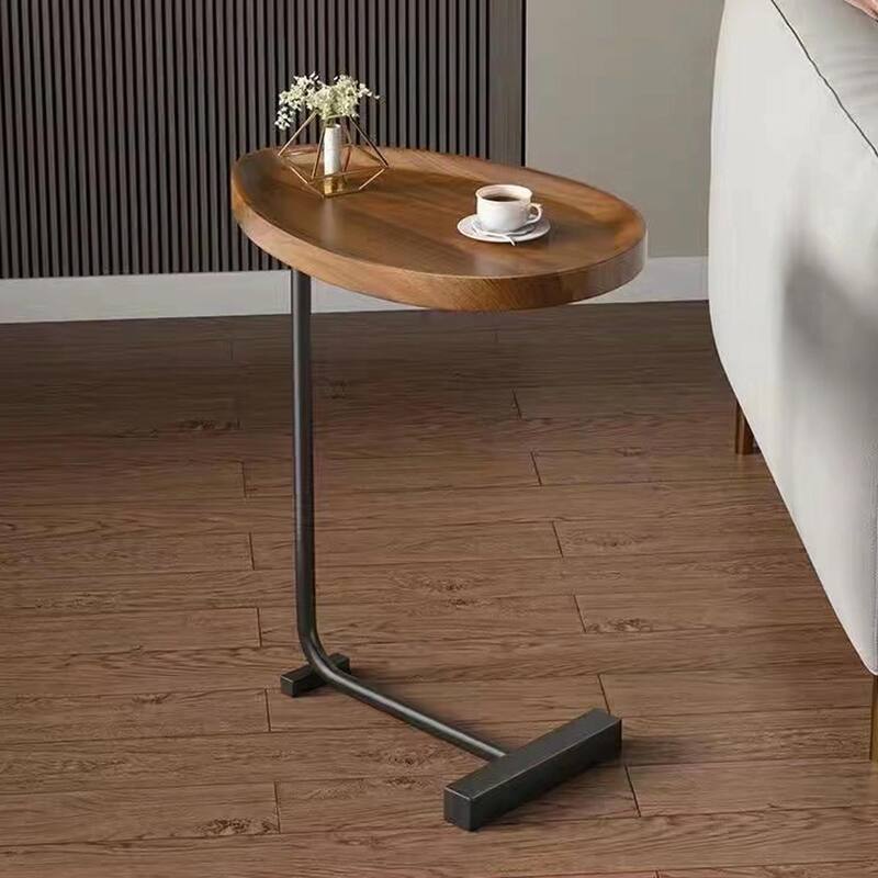 C-Shaped Small Sofa Table for Living Room - Brown