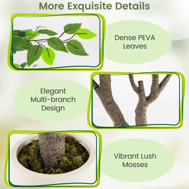 Gymax 8.2 FT Tall Artificial Ficus Tree w/ Leaves Wide Stable