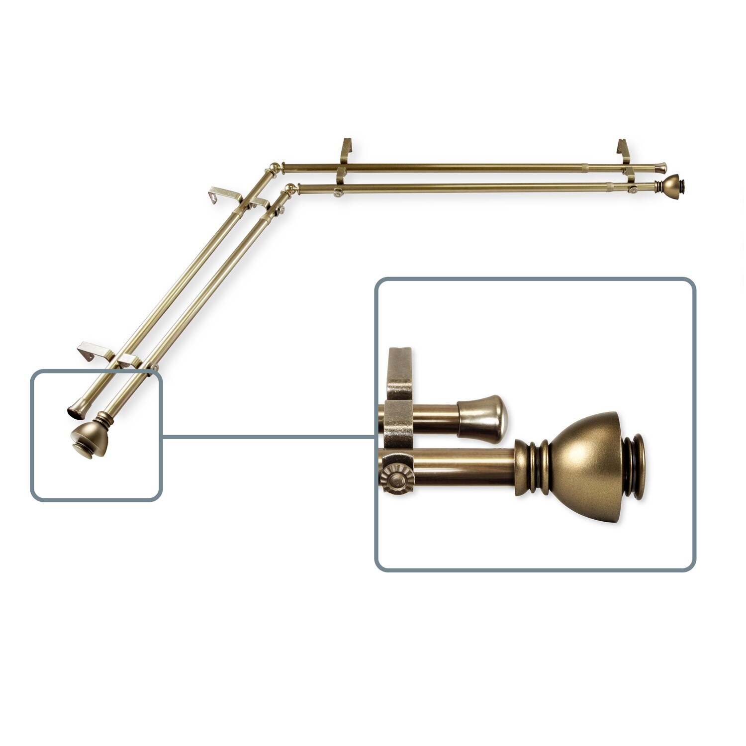 Shop Rod Desyne Marceau 13 16 Double Corner Decorative Window Curtain Rod 66 120 Antique Brass Overstock 27594884