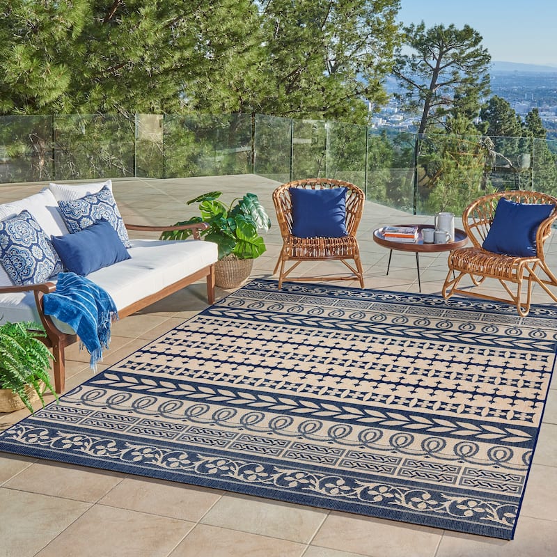 Gertmenian Paseo Burke Bohemian Striped Polypropylene Flatweave Indoor/ Outdoor Area Rug