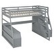 preview thumbnail 9 of 44, Full Size Loft Bed with 7-Drawers, 2-Shelves, Desk, and Playhouse Design - Sturdy Pine Wood Frame with Grey Finish for Kids
