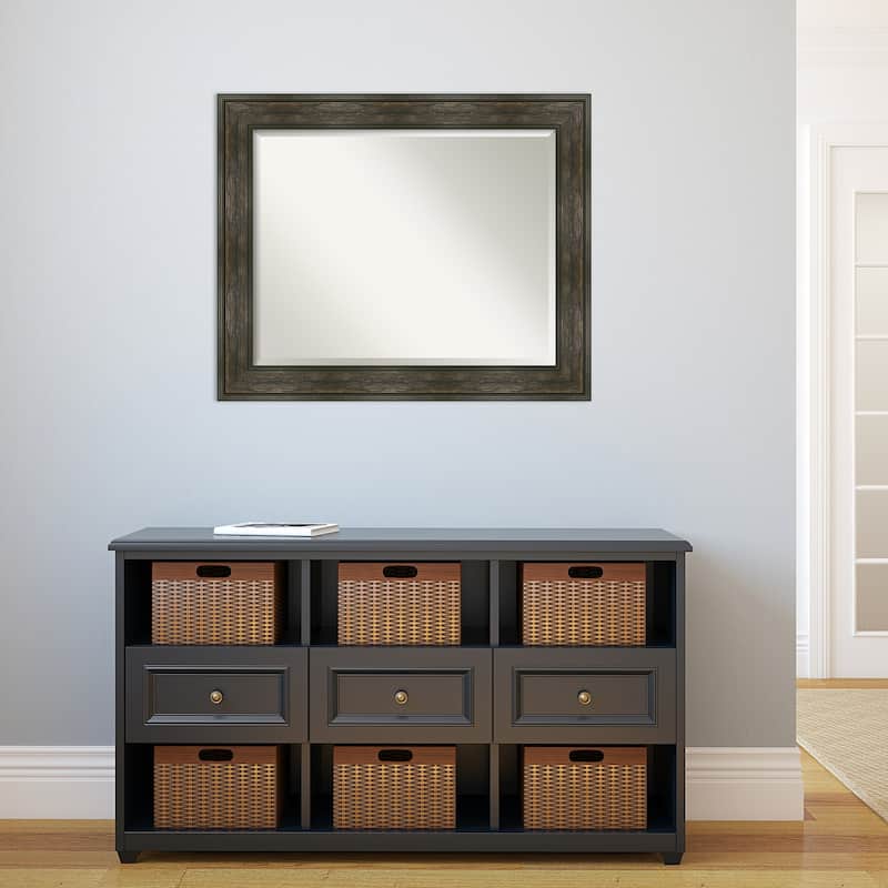 Beveled Wall Mirror - Rail Rustic Char Frame - Rail Rustic Char