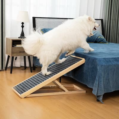 39" Long Wooden Pet Ramp, Folding Dog Cat Ramp ,Natural