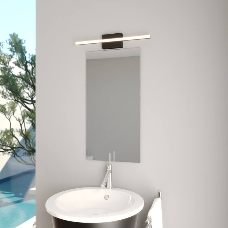Ashburn 24 in. Integrated LED Matte Black Bath Bar Vanity Light White Shade - 24-in W x 4.25-in H x 3-in D