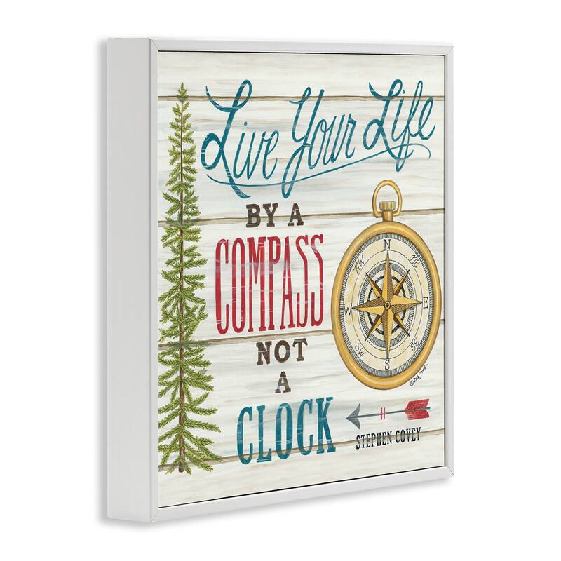 Stupell Rustic Live Your Life by Compass Adventure Quote Framed Wall Art,12x12