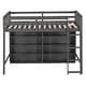 preview thumbnail 6 of 5, Grey Loft Bed with 8 Open Storage Shelves and Built-in Ladder, Full-length Guardrail