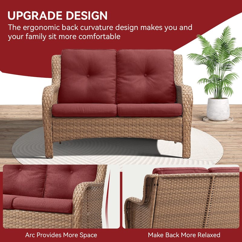 Outdoor Patio Wicker Loveseat Sofa - 2-Seater Rattan Sofa