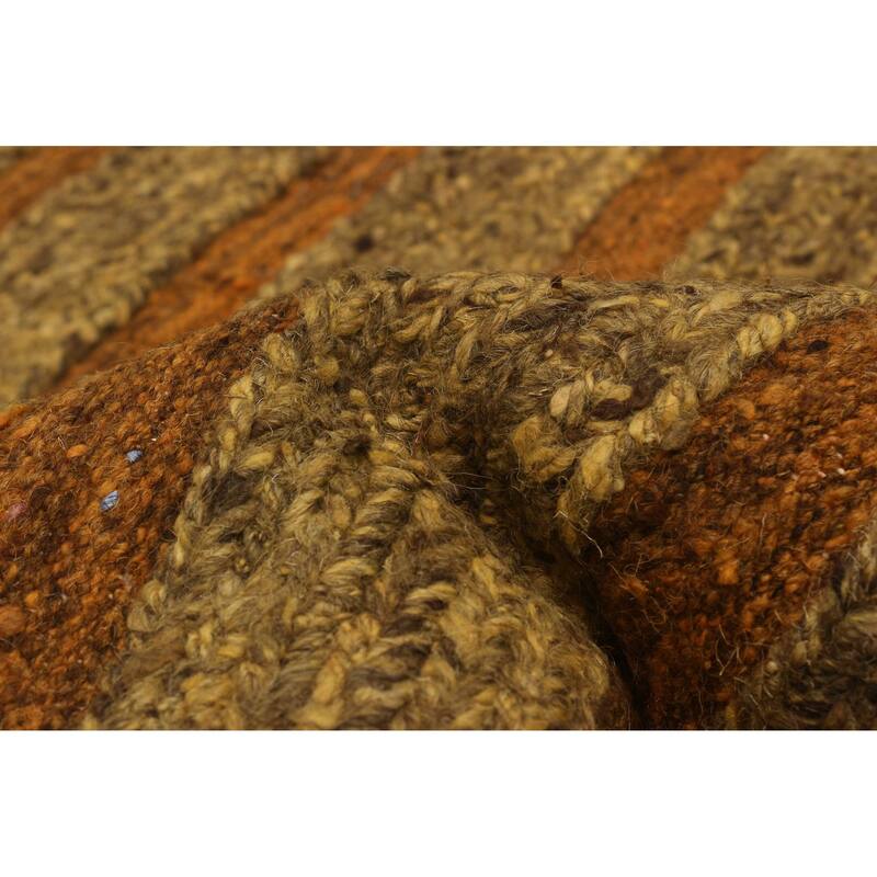 ECARPETGALLERY Flat-Weave Natural Brown Wool Tapestry Kilim - 6'7 x 6'5