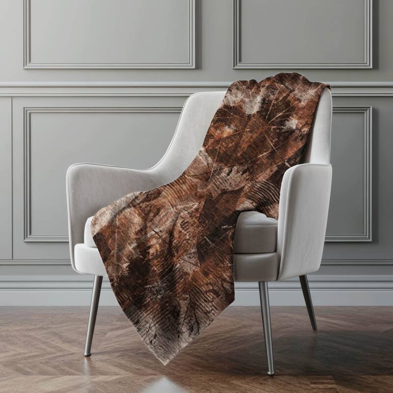 Premium Machine Washable Floral Abstract Sherpa Throw Blanket - Paprika - 4'2" x 5'10"