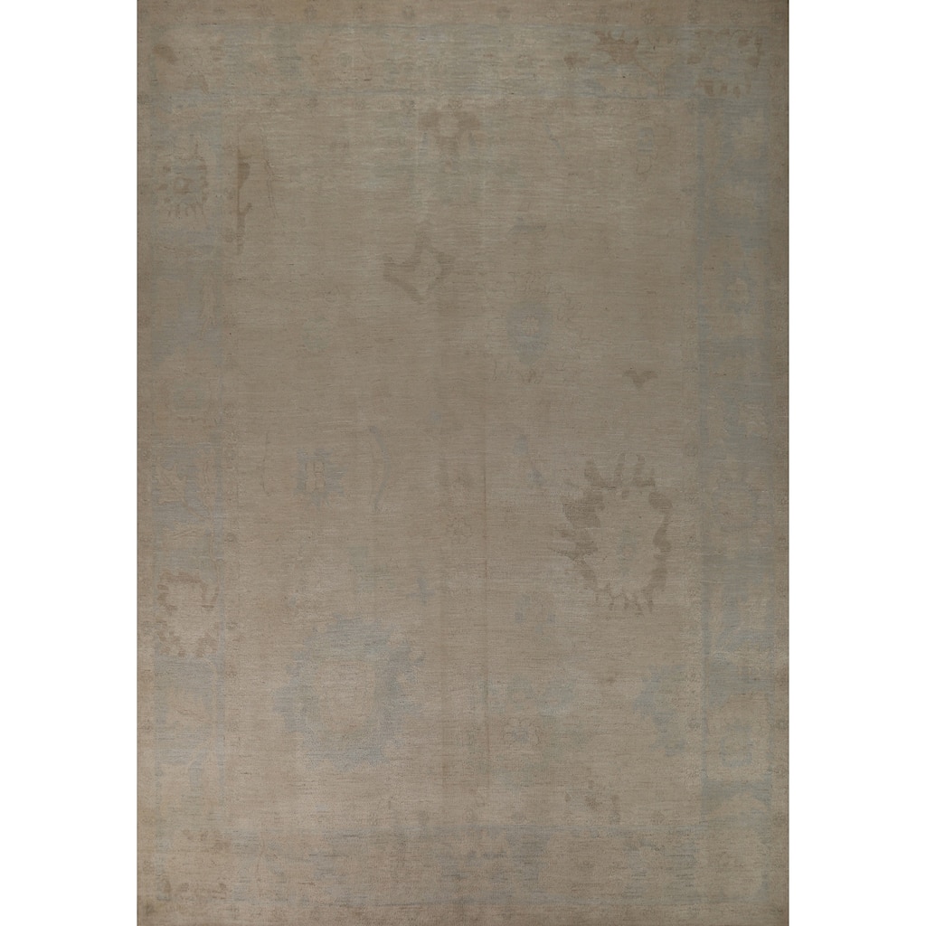 Vegetable Dye Oushak Turkish Area Rug Handmade Oriental Wool Carpet - 9'0"x 11'10"