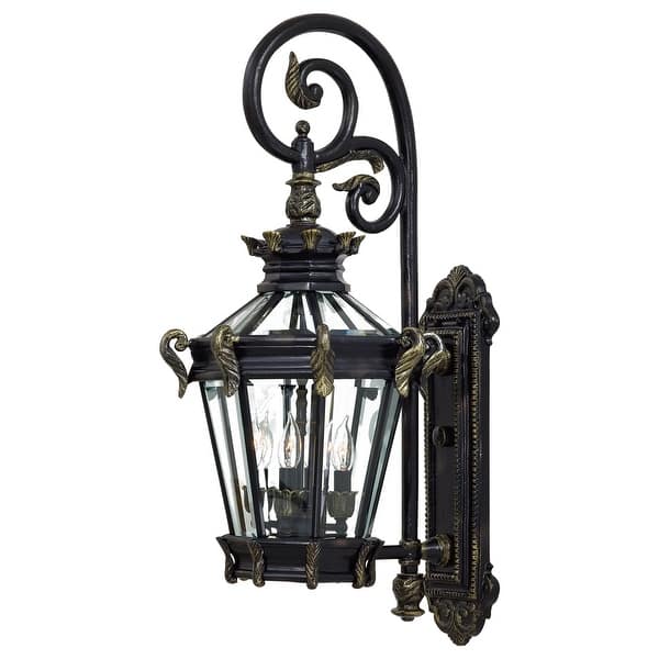 slide 2 of 3, The Great Outdoors 4 Light Outdoor Wall Sconce from the Stratford Hall Heritage with Gold Highlights