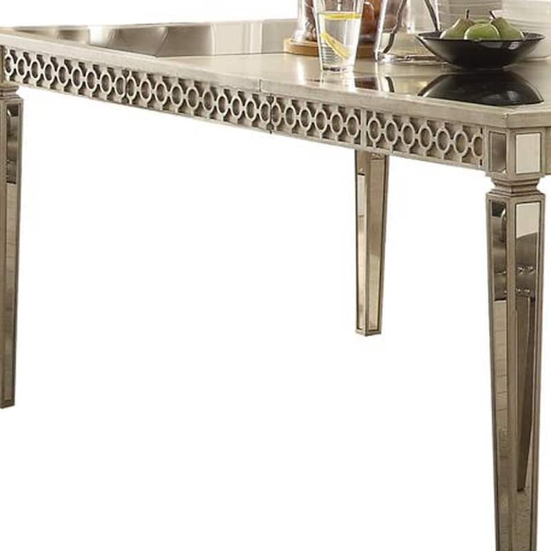 Glam Contemporary Mirrored Wood Rectangular Dining Table
