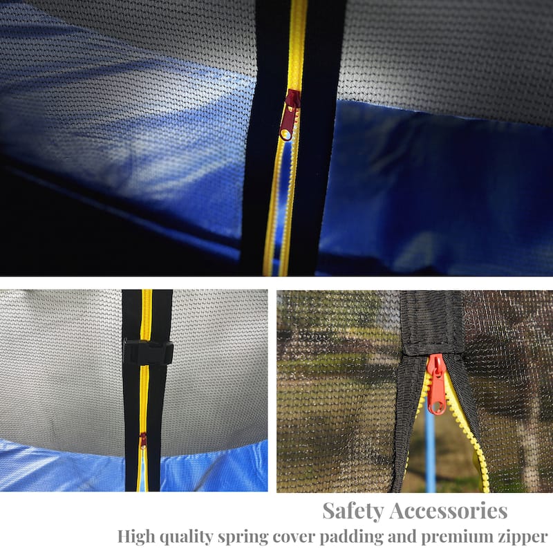 Top Quality 12 FT Outside Trampoline complete with Safety Net and Basketball Hoop - Blue