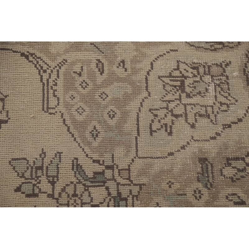Hand Knotted Oriental 100% Wool Carpet Traditional Floral Beige & Ivories Tabriz Area Rug - 10' 1'' X 6' 3''