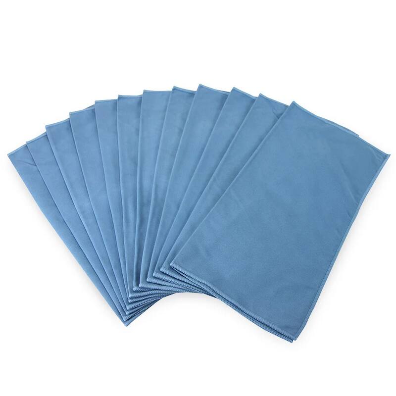 Arkwright 12-Piece Microfiber Suede Window Cleaning Cloths - 16x16 - Blue