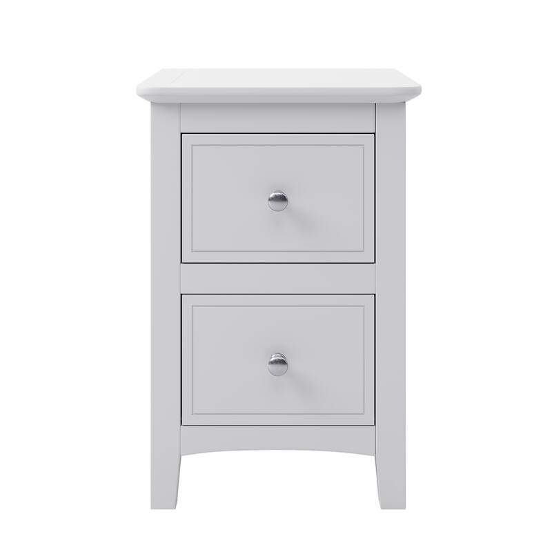 Roomfitters 2-Drawer Solid Wood Nightstand, Stylish End Table for Bedroom and Living Room, White