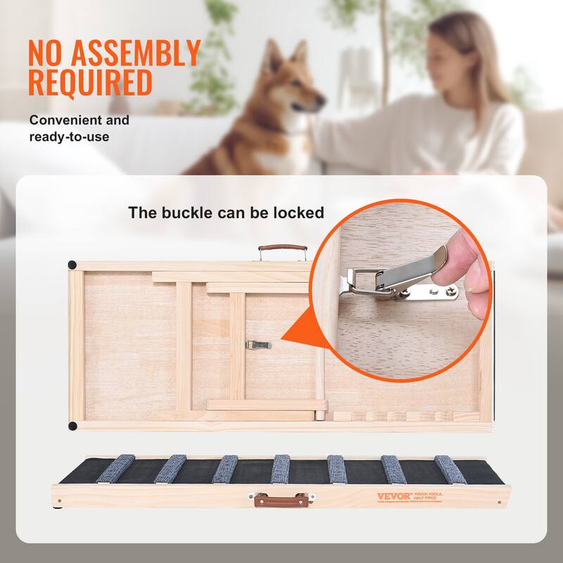 VEVOR Dog Ramp,Folding Pet Ramp for Bed,Adjustable Dog Ramp for Adjustable,Suitable for Couch,Sofa,Car