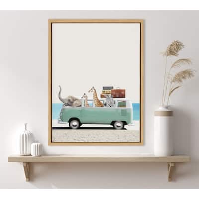 Kate and Laurel Sylvie Summer Animal Adventures Framed Canvas by July Art Prints